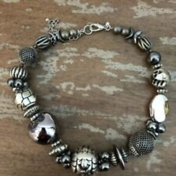 Silver and Black Chunky Necklace ECLECTIC NWT - Picture 2 of 2